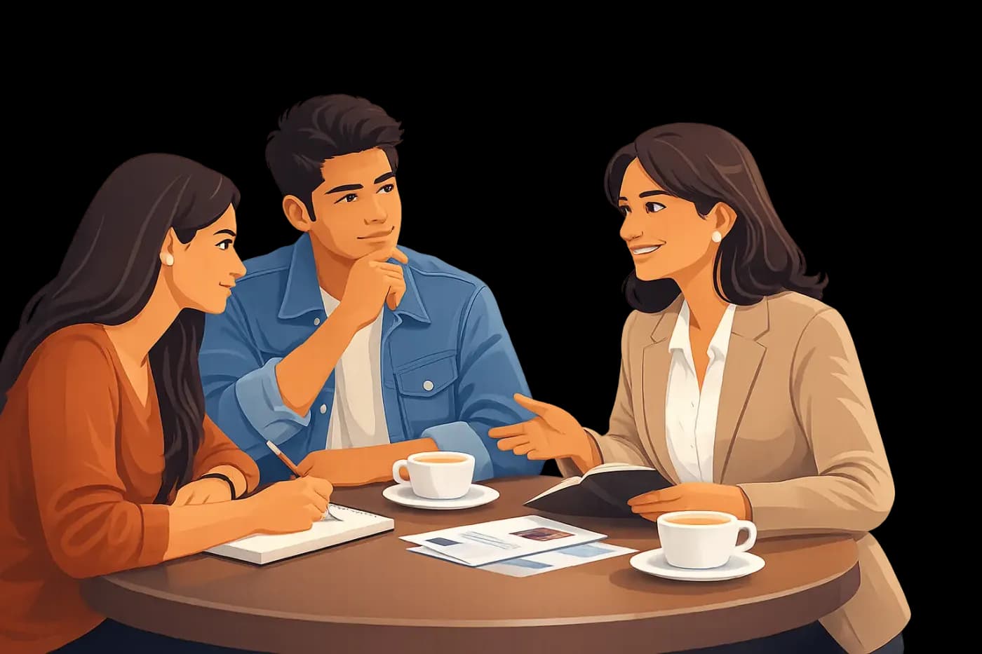 Students talking over coffee